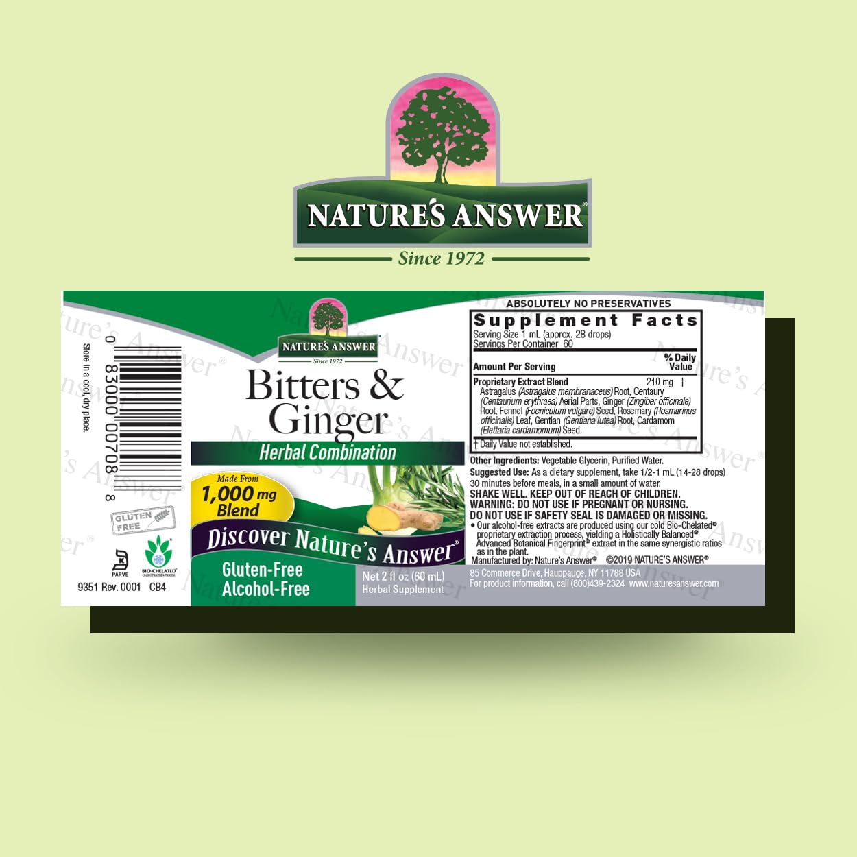 Foto 3 pulgar | Suplemento Nature's Answer Con Amargo Y Jengibre, 60 Ml, Sin Alcohol - Venta Internacional.
