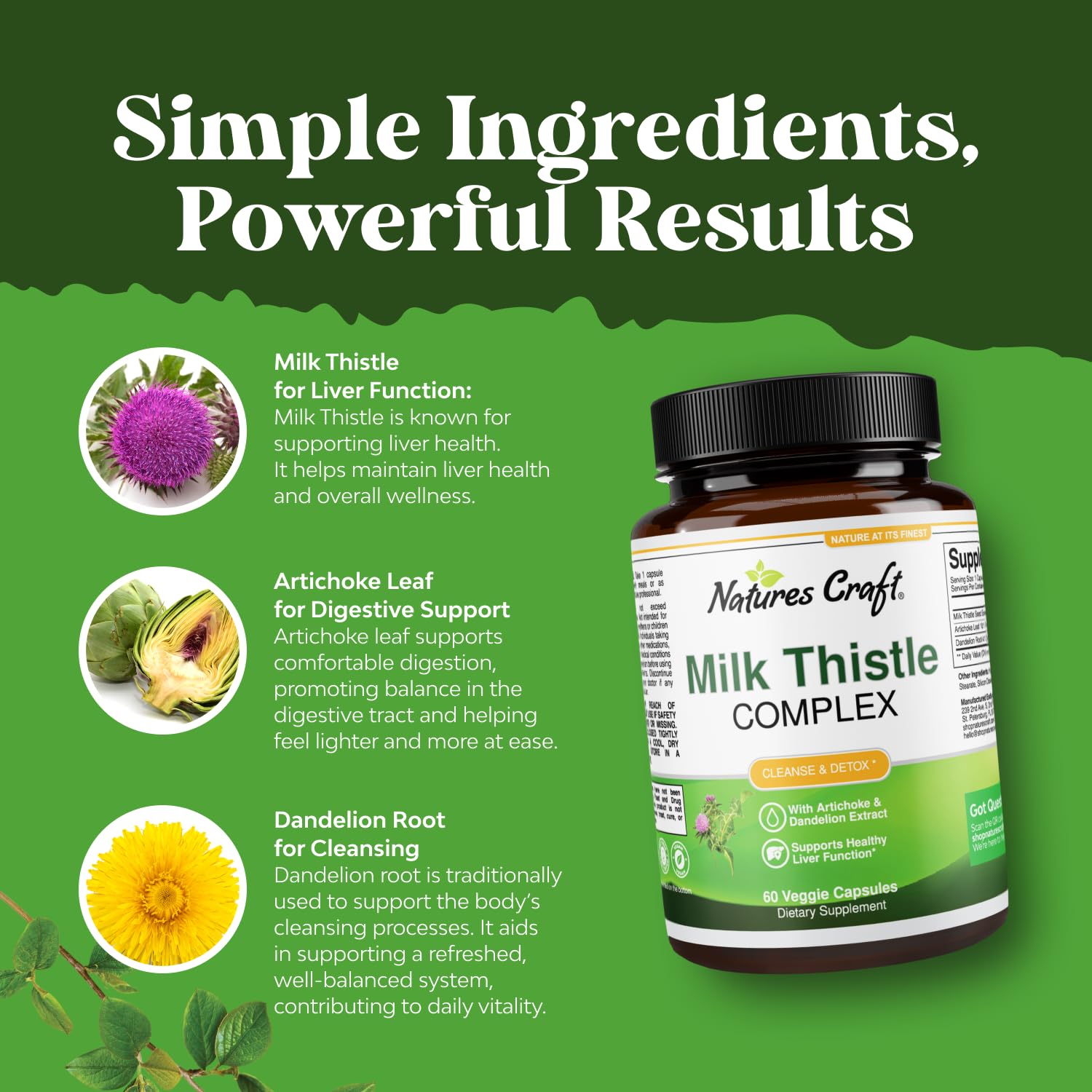 Foto 4 | Suplemento De Apoyo Hepático Natures Craft Milk Thistle, 60 Unidades - Venta Internacional.