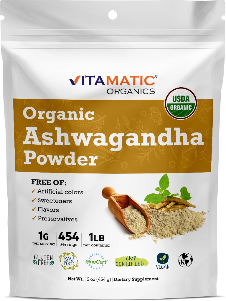 Foto 2 pulgar | Polvo De Ashwagandha Orgánico Vitamatic 454 G Withania Somnifera - Venta Internacional.