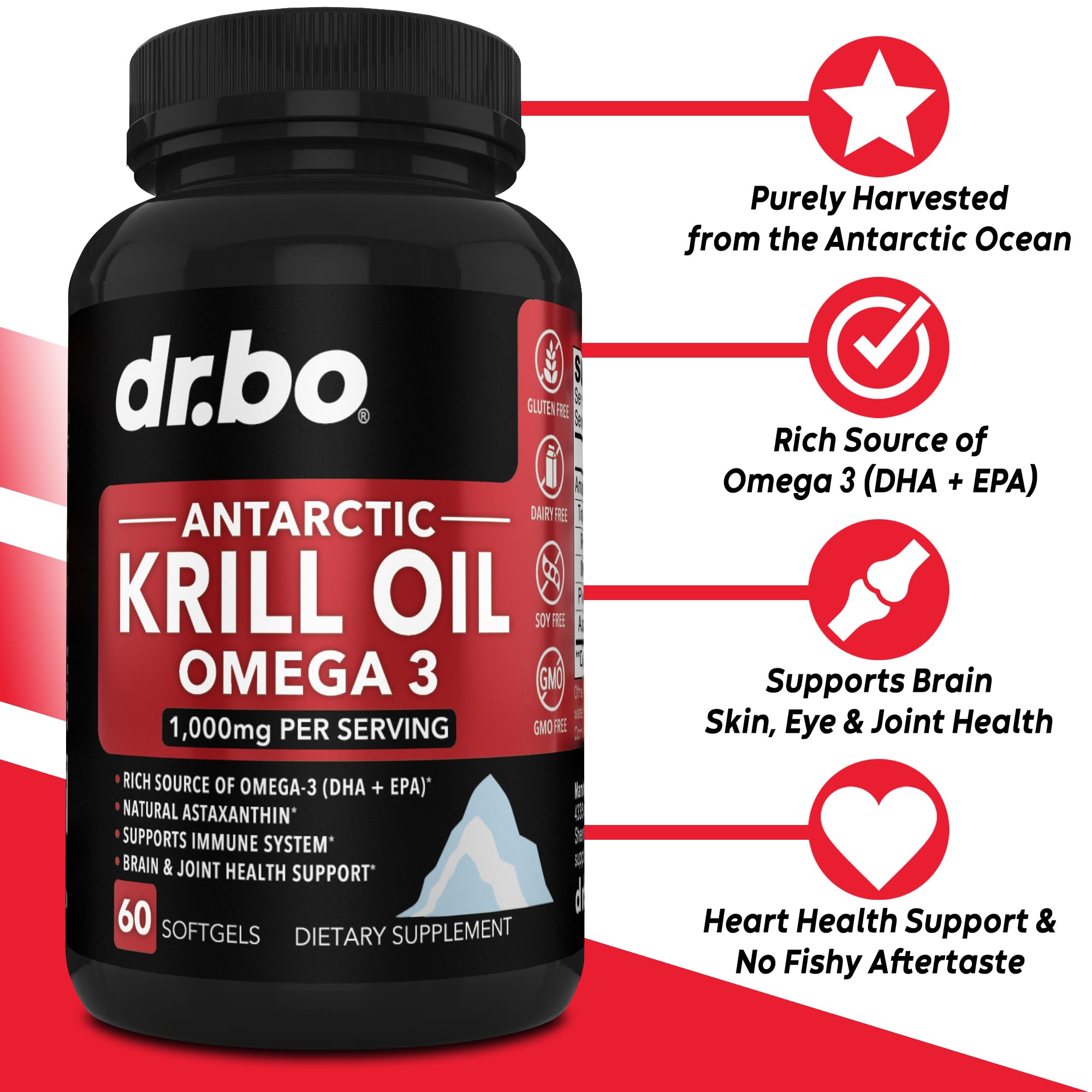 Foto 3 pulgar | Suplementos De Aceite De Krill Dr. Bo, Omega 3, 1000 Mg, Cápsulas Blandas, 60 Unidades - Venta Internacional.