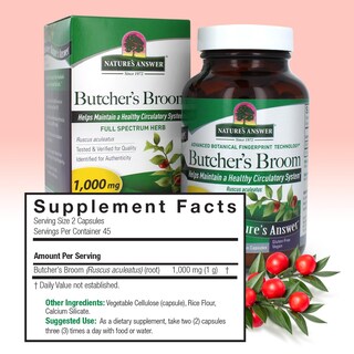 Foto 3 | Suplemento Nature's Answer Butcher's Broom Root 90 Cápsulas - Venta Internacional.
