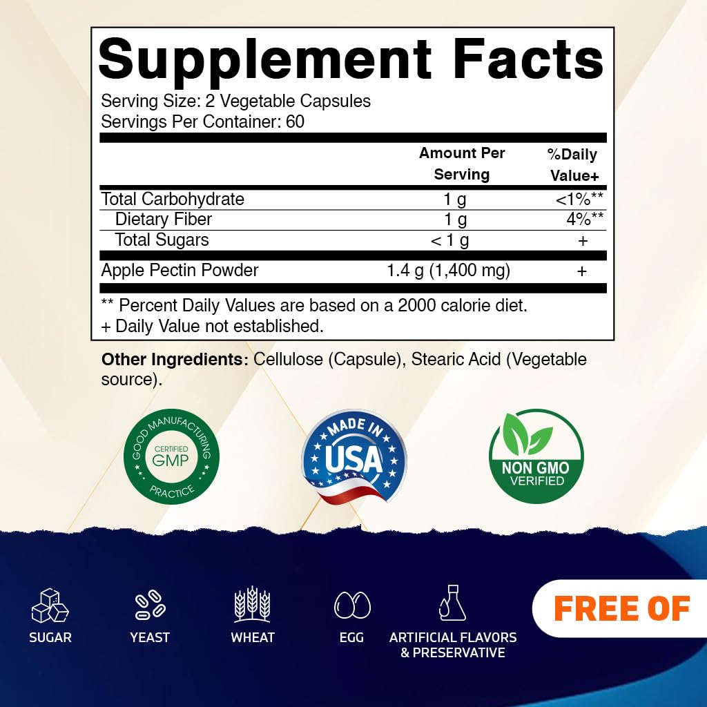 Foto 3 pulgar | Suplemento Vitamático De Pectina De Manzana 700 Mg 120 Cápsulas X2 - Venta Internacional.