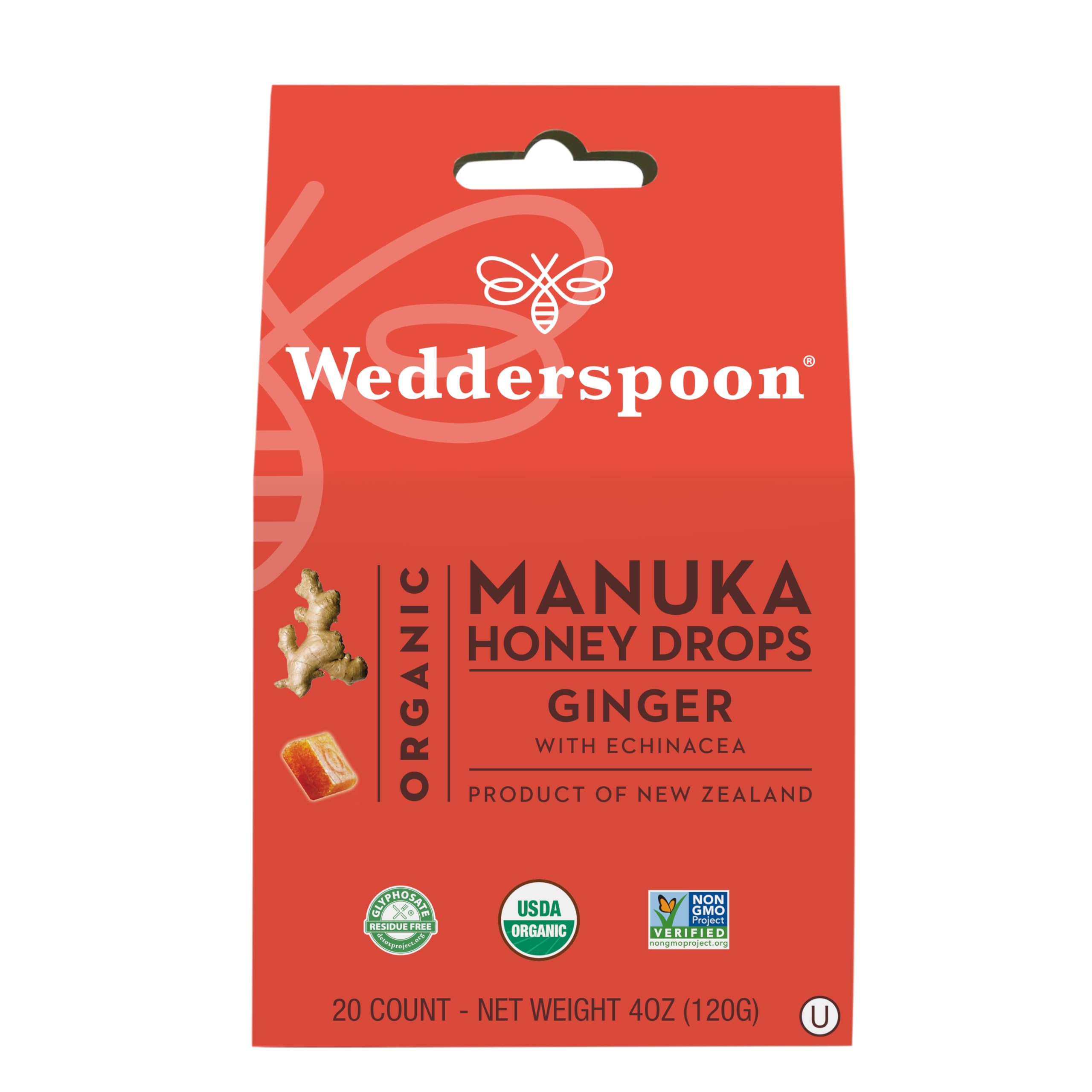 Foto 2 pulgar | Manuka Honey Drops Wedderspoon Organic Jengibre Y Equinácea - Venta Internacional.
