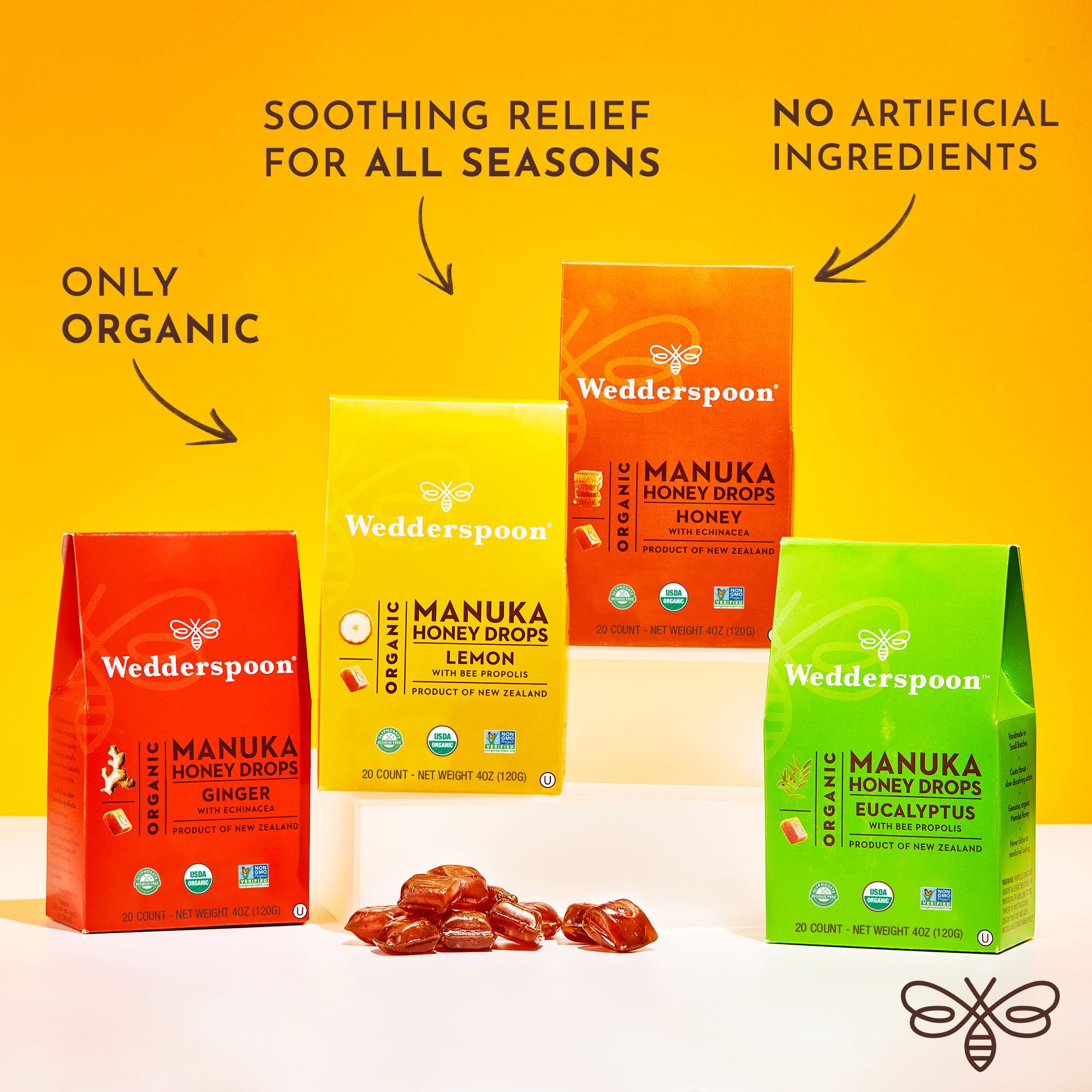 Foto 4 pulgar | Manuka Honey Drops Wedderspoon Organic Jengibre Y Equinácea - Venta Internacional.