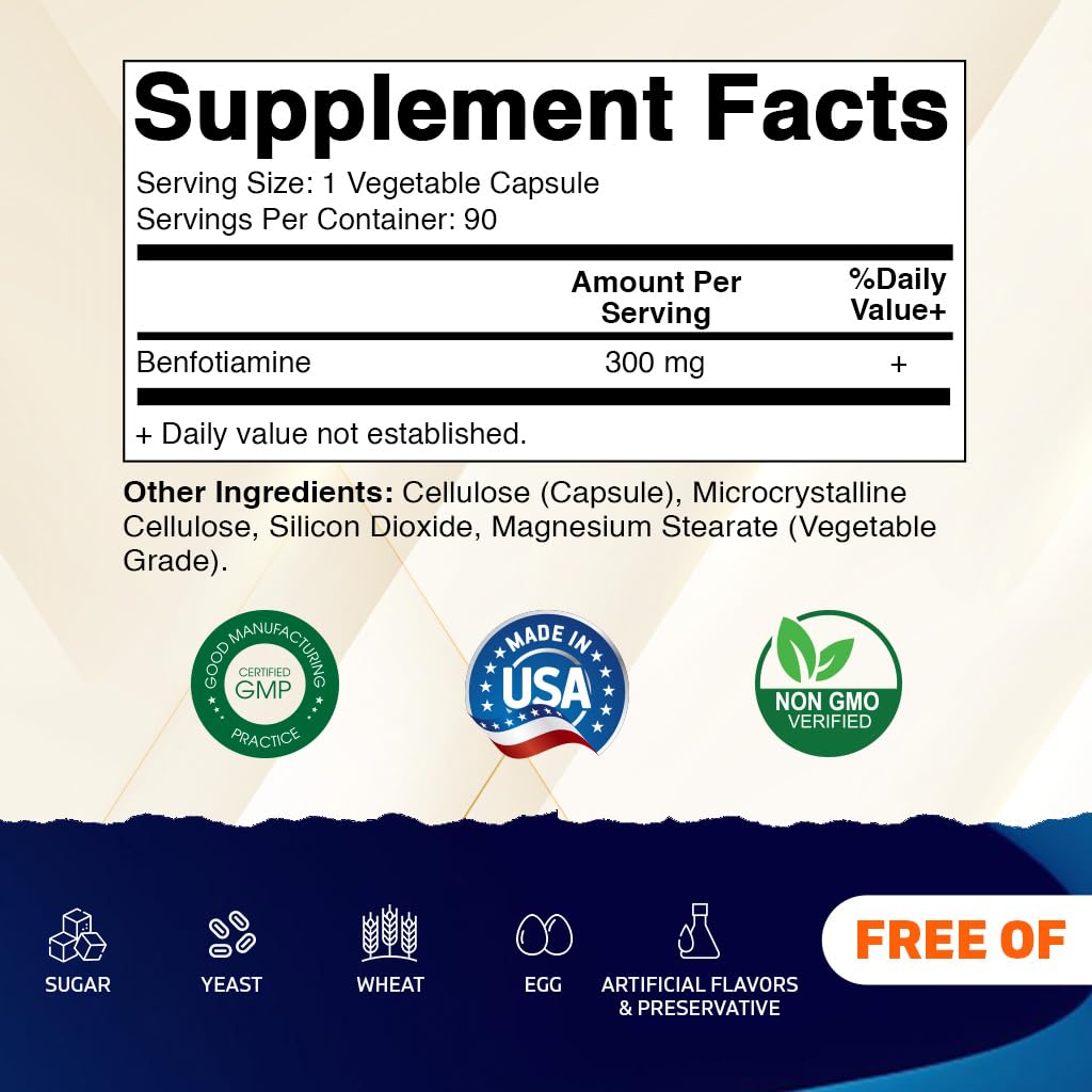 Foto 3 pulgar | Suplemento Vitamático De Benfotiamina 300 Mg 90 Cápsulas X 2 (180) - Venta Internacional.