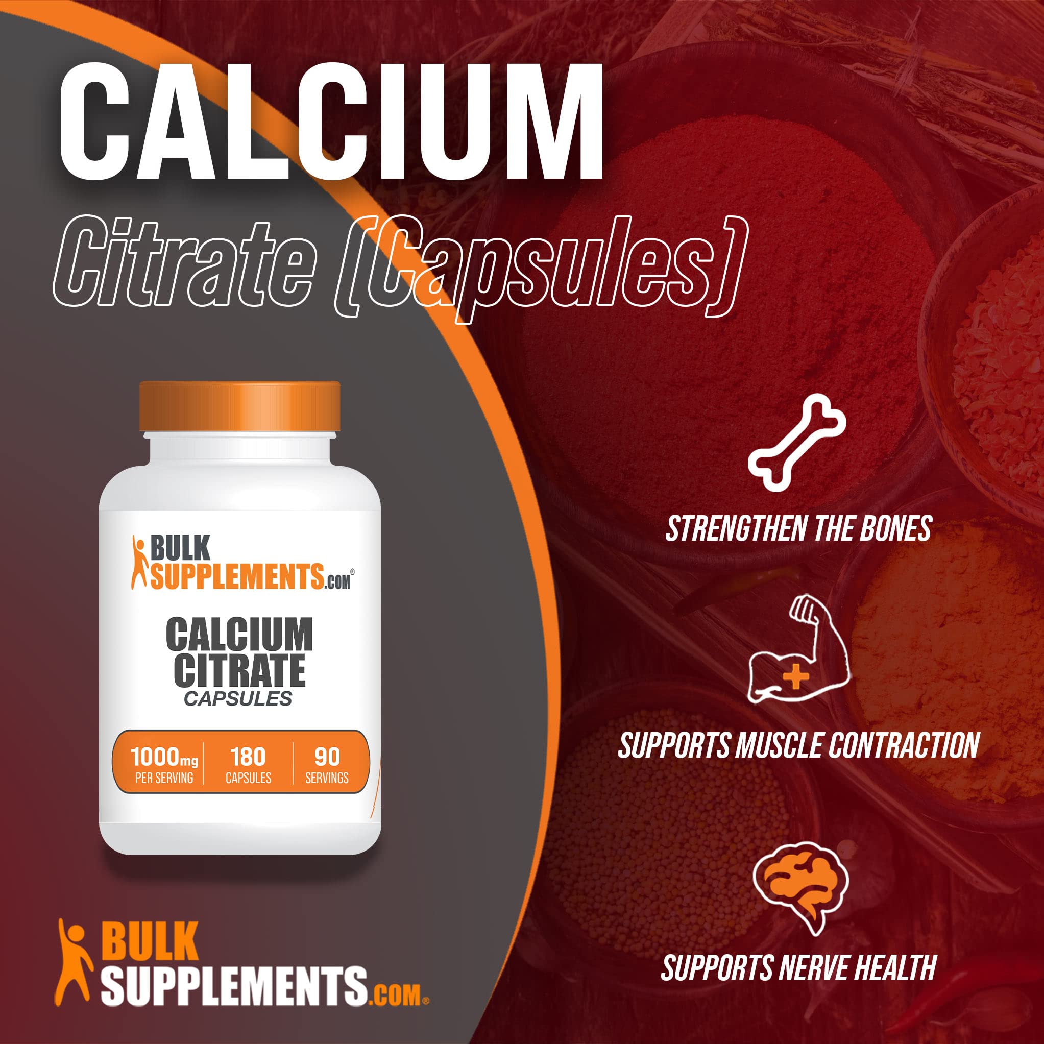 Foto 3 | Suplemento De Citrato De Calcio Bulksupplements.com 180 Cápsulas - Venta Internacional.
