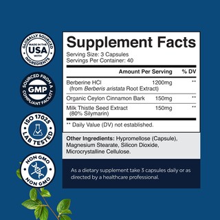 Foto 3 | Complejo Balancing Berberine Plus De 1200 Mg Por Porción, Berberina Antioxidante Con Cápsulas De Can - Venta Intern