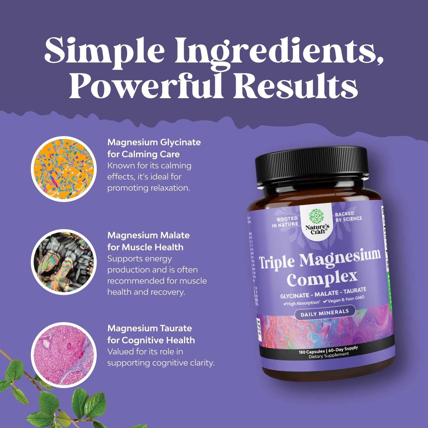 Foto 4 | Suplemento Natures Craft Triple Magnesio Complex 400 Mg - Venta Internacional.