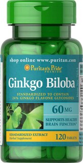 Foto 1 | Suplemento Puritan's Pride Ginkgo Biloba, 60 Mg, Tabletas, 120 Unidades - Venta Internacional.