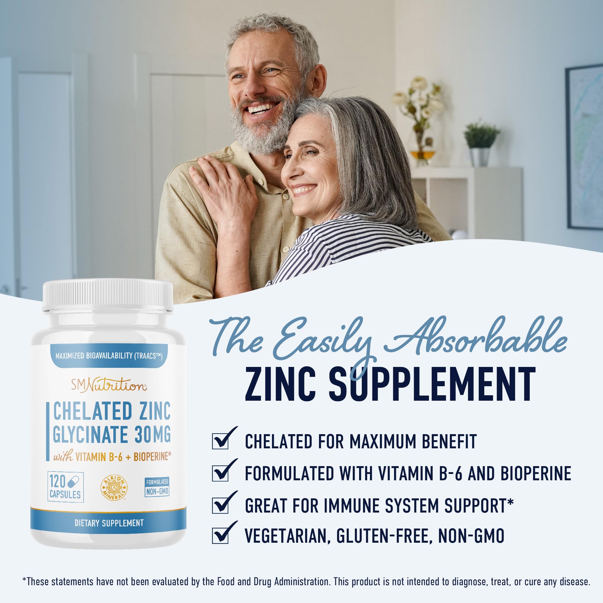Foto 2 | Suplementos Smnutrition: Glicinato De Zinc Quelado, 30 Mg, 120 Cápsulas - Venta Internacional.