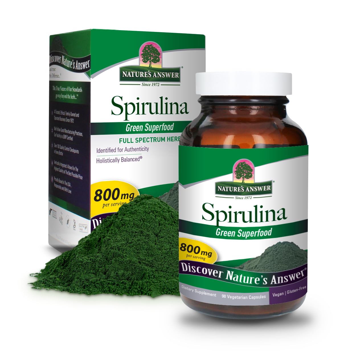 Foto 2 pulgar | Cápsulas De Hierbas En Polvo Nature's Answer Spirulina, 90 Unidades - Venta Internacional.