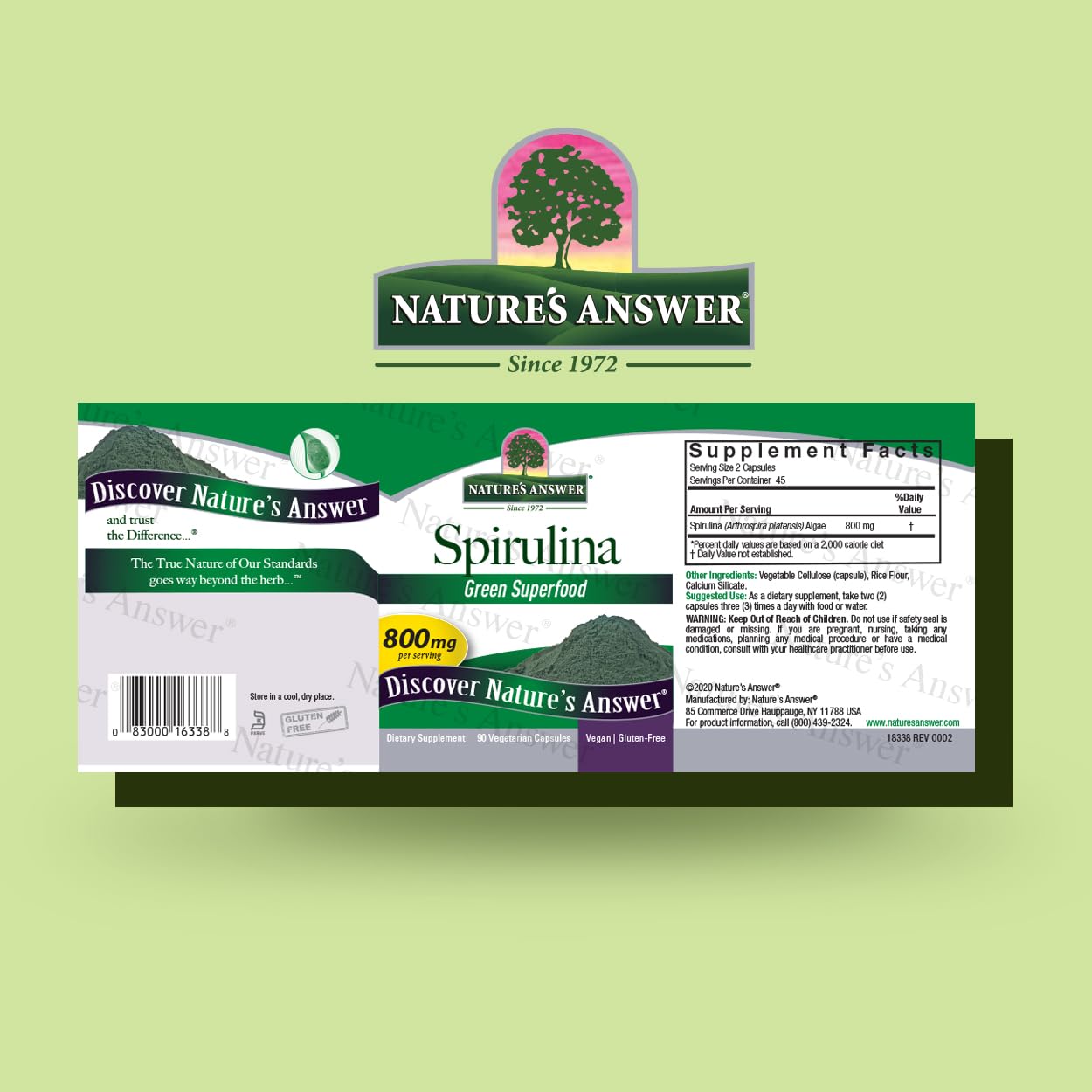 Foto 3 pulgar | Cápsulas De Hierbas En Polvo Nature's Answer Spirulina, 90 Unidades - Venta Internacional.