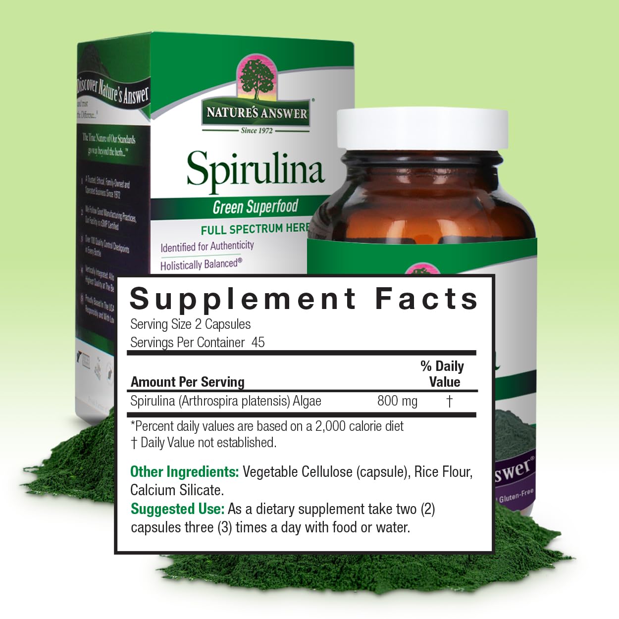 Foto 4 pulgar | Cápsulas De Hierbas En Polvo Nature's Answer Spirulina, 90 Unidades - Venta Internacional.
