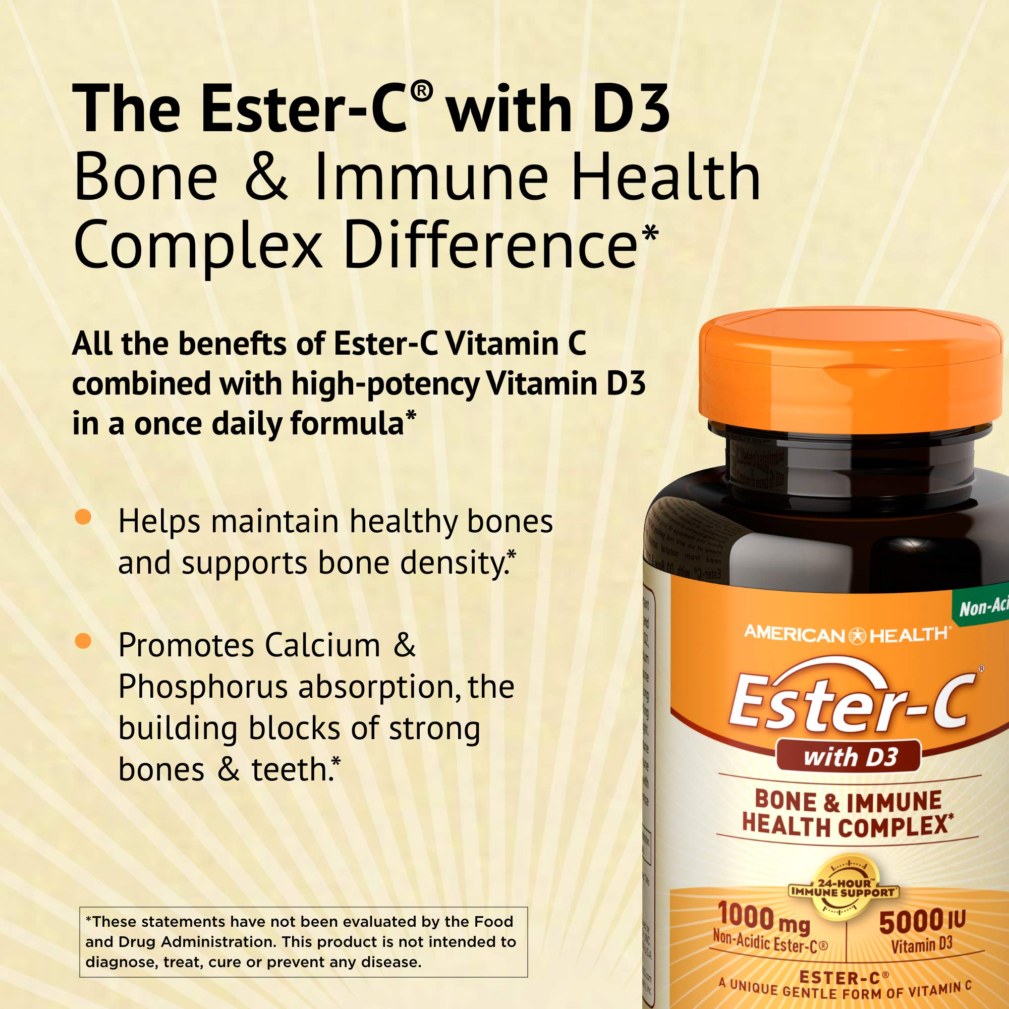 Foto 4 pulgar | Complemente American Health Esterc Con D3 1000 Mg 60 Tabletas - Venta Internacional.