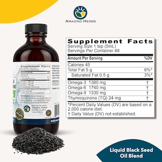 Foto 2 | Suplemento Amazing Herbs De Aceite De Semillas Negras Y Semillas De Lino 240 Ml - Venta Internacional.