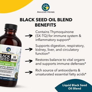 Foto 4 | Suplemento Amazing Herbs De Aceite De Semillas Negras Y Semillas De Lino 240 Ml - Venta Internacional.