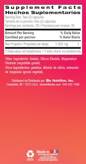 Foto 4 | Suplemento Bio Nutrition Con Propóleo De Abeja, 1000 Mg, 60 Cápsulas - Venta Internacional.