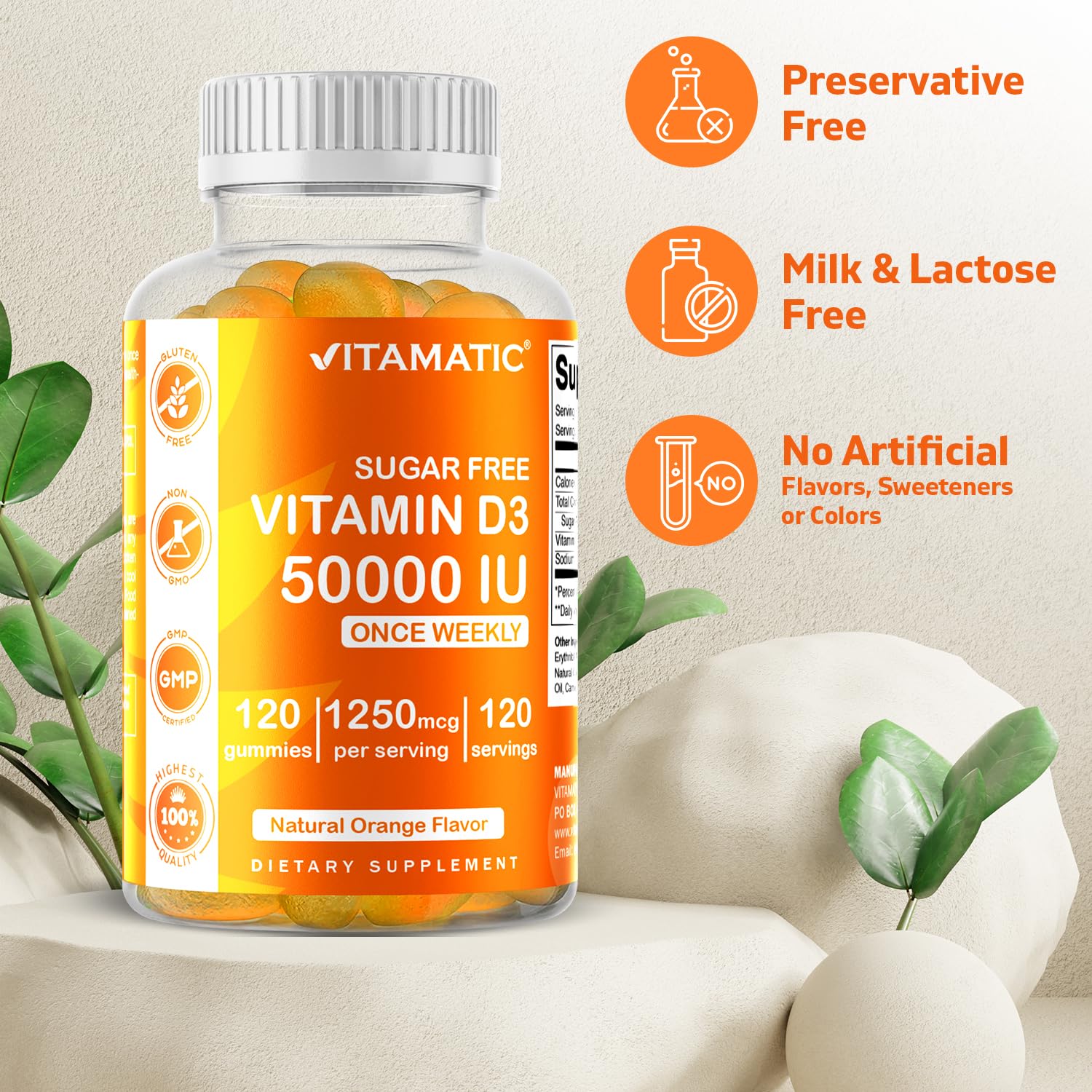 Foto 4 | Suplemento Vitamático De Vitamina D3 En Gomitas De 50.000 Ui 120 Unidades - Venta Internacional.
