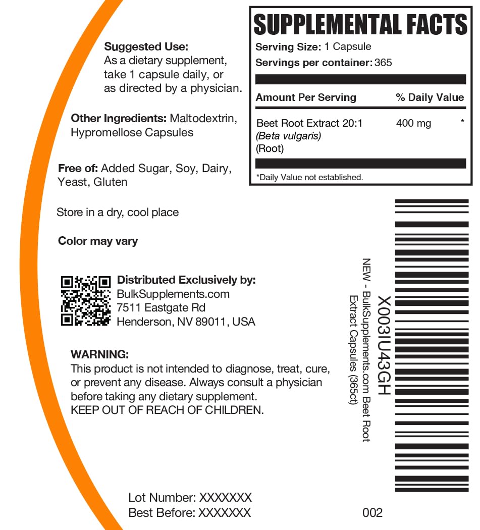 Foto 6 | Cápsulas De Extracto De Raíz De Remolacha Bulksupplements.com 8000 Mg 365 Ca - Venta Internacional.
