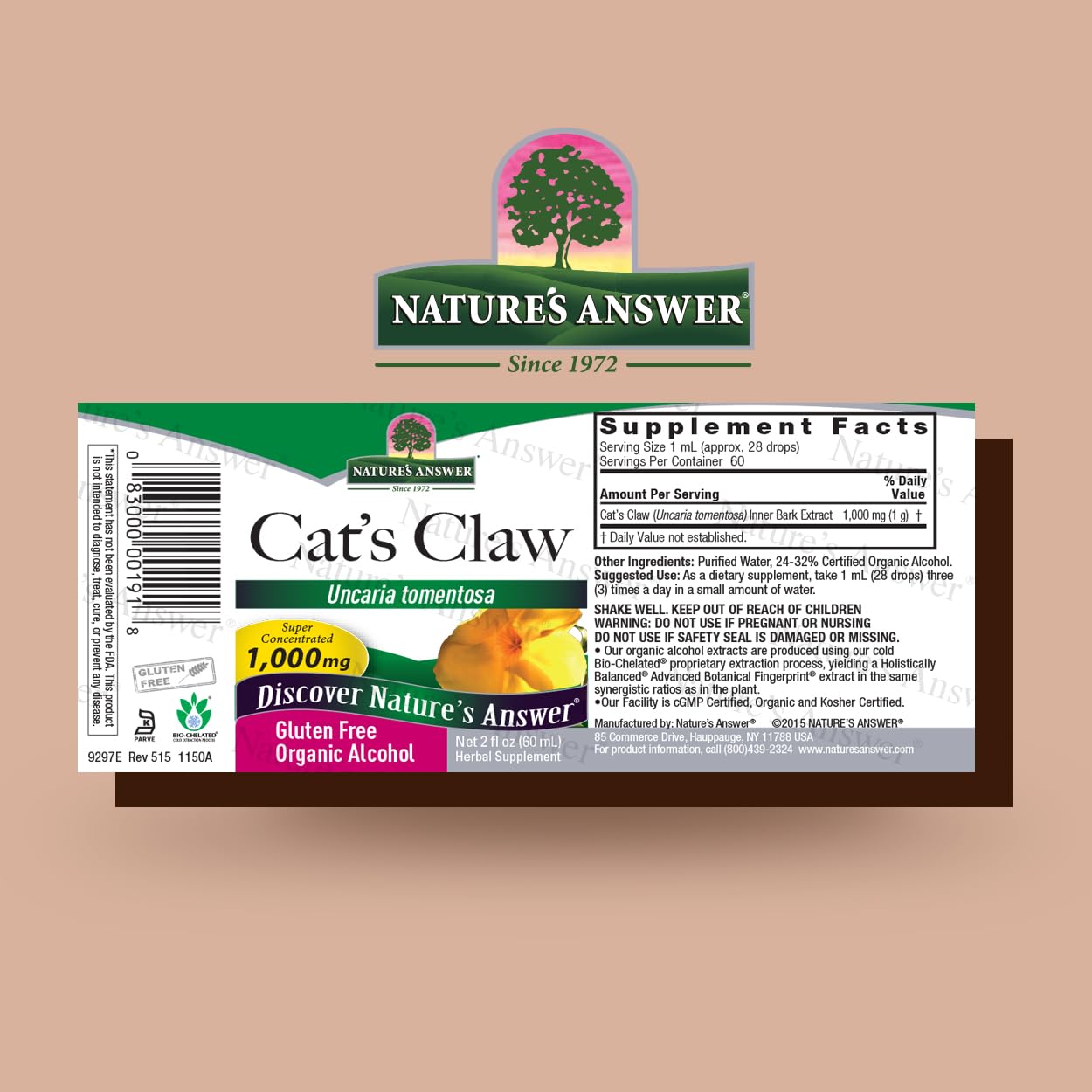 Foto 2 | Suplemento Nature's Answer De Corteza De Uña De Gato, 60 Ml, Vegano - Venta Internacional.