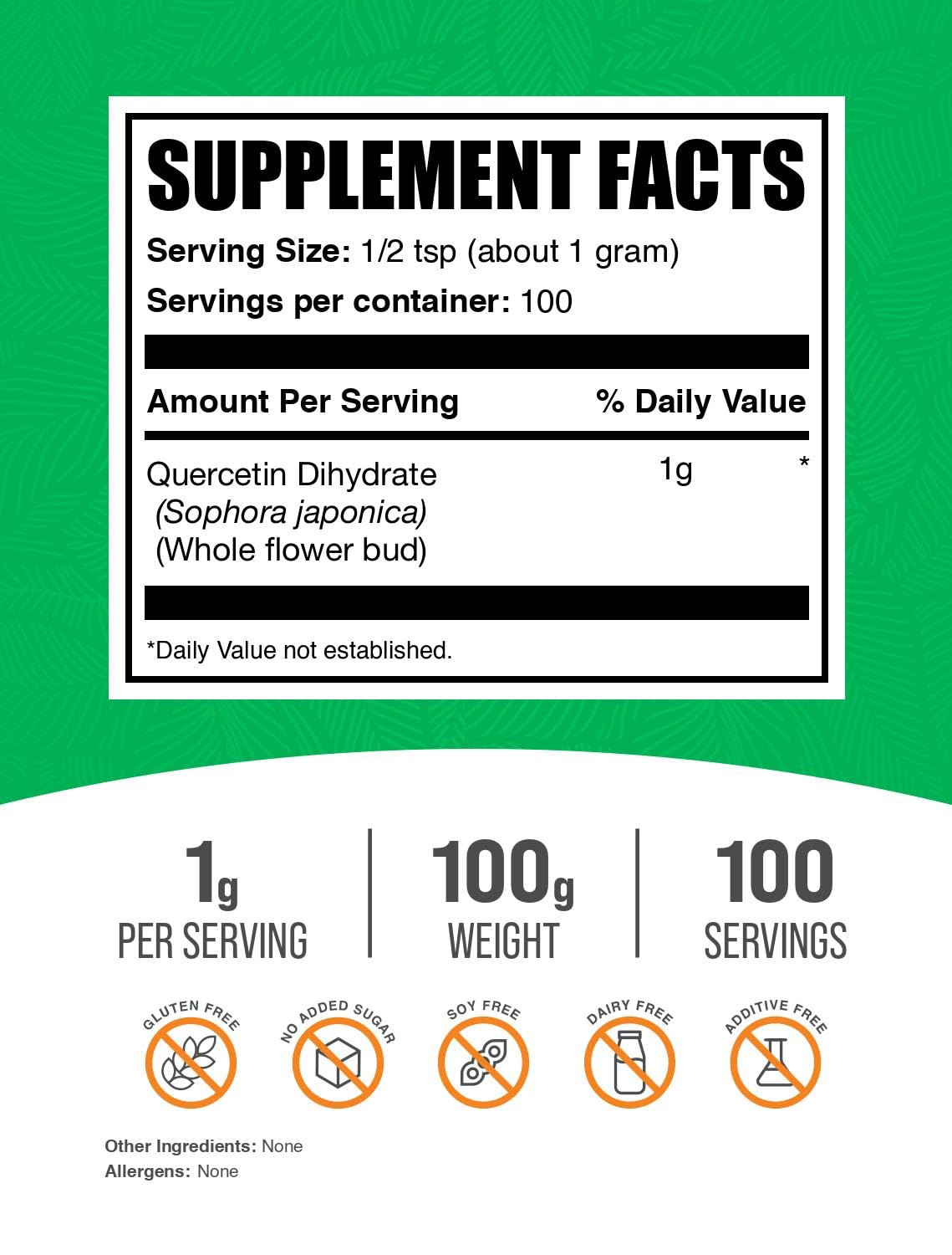 Foto 2 | Polvo De Quercetina Dihidratado De Bulksupplements.com: Suplementos De Quercetina, 1000 Mg De Querce - Venta Internac