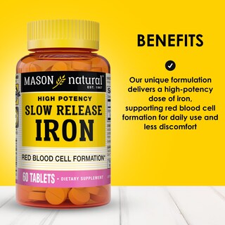 Foto 2 | Suplemento Mason Natural De Hierro De Liberación Lenta, 50 Mg, 180 Tabletas - Venta Internacional.