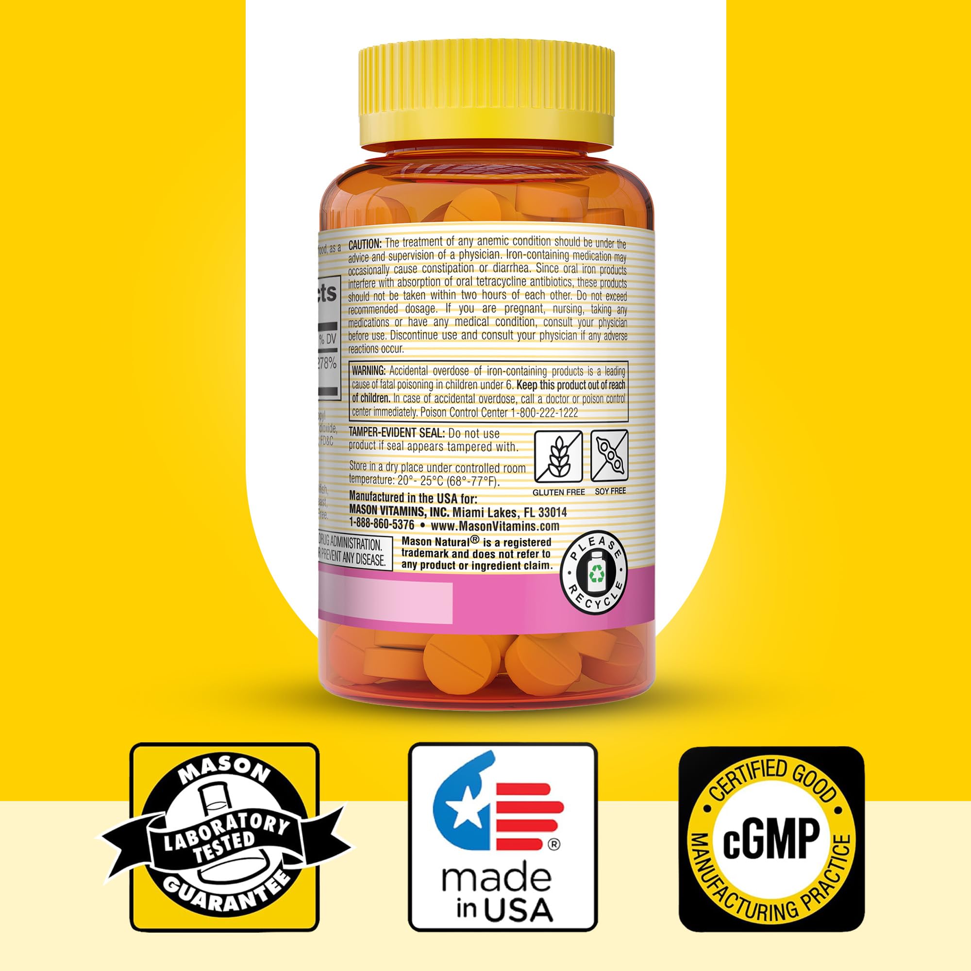 Foto 7 pulgar | Suplemento Mason Natural De Hierro De Liberación Lenta, 50 Mg, 180 Tabletas - Venta Internacional.