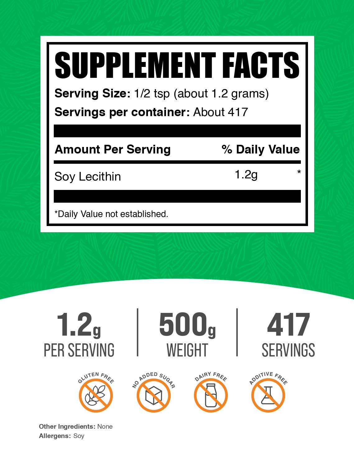 Foto 2 | Supplement Bulksupplements.com Lecitina De Soja En Polvo 500 G - Venta Internacional.