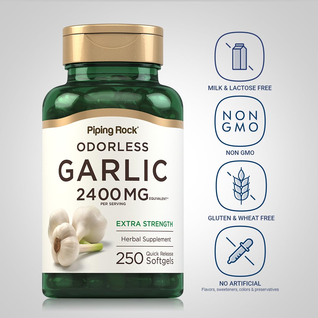 Foto 3 | Cápsulas Blandas De Ajo Sin Olor Piping Rock, 2400 Mg, 250 Píldoras, Extracto De Alta Potencia, Supl - Venta Intern
