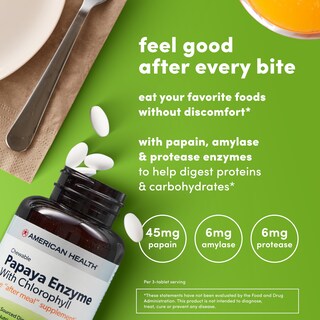 Foto 5 | Suplemento De Enzima De Papaya Con Clorofila De American Health, 100 Tabletas - Venta Internacional.