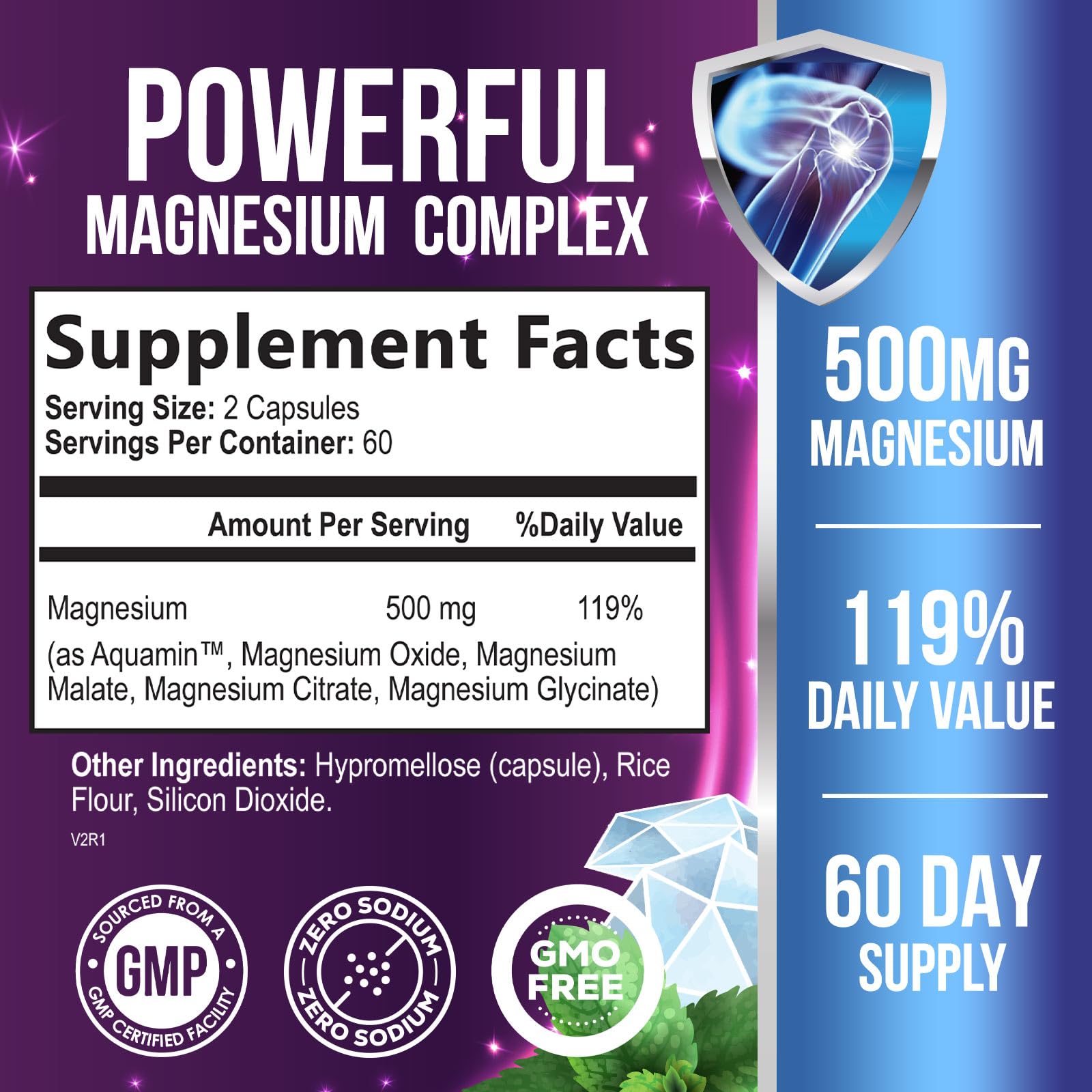 Foto 3 pulgar | Suplemento De Citrato De Magnesio En Cápsulas De 500 Mg Con Glicinato 120 - Venta Internacional.