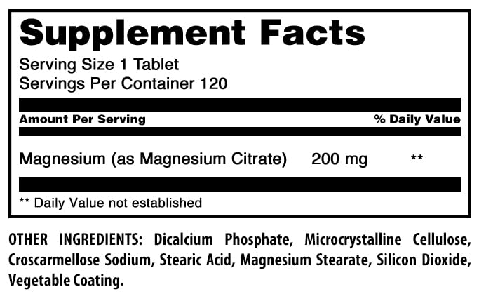 Foto 4 | Suplemento Amazing Formulas De Citrato De Magnesio 200 Mg 120 Comprimidos - Venta Internacional.