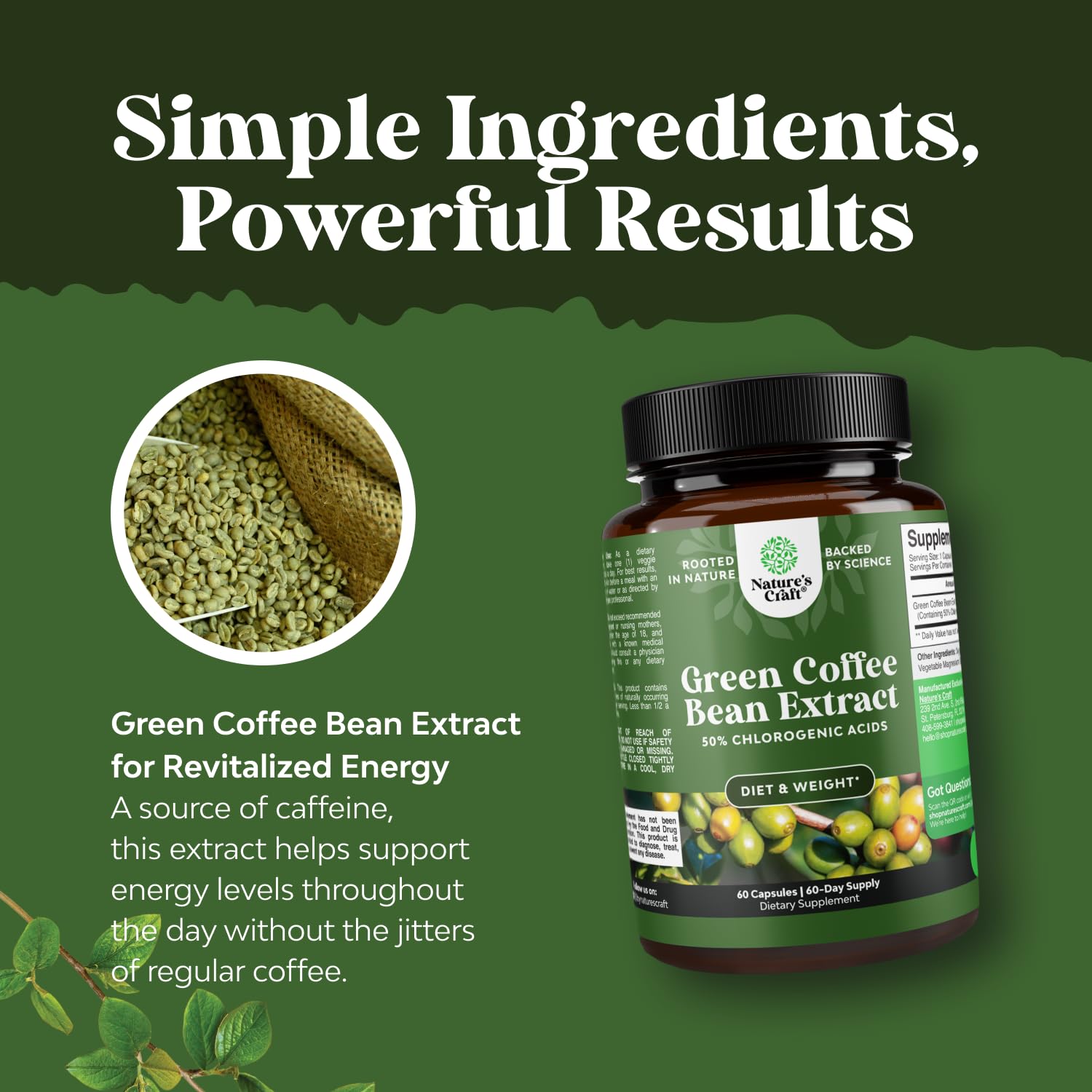 Foto 5 pulgar | Suplemento De Extracto De Café Verde Puro Natures Craft 800 Mg - Venta Internacional.