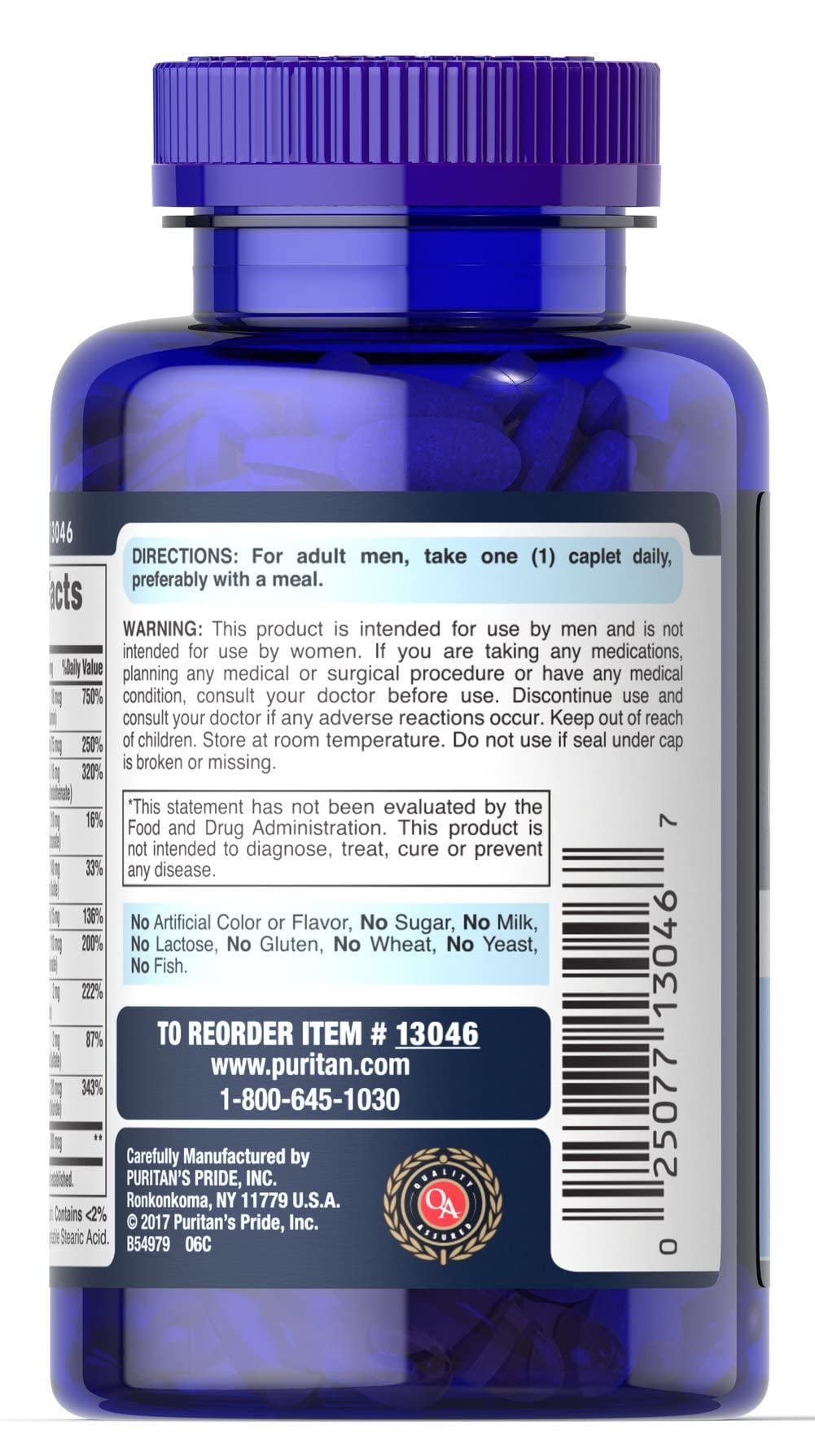 Foto 3 pulgar | Multivitamínico Puritan's Pride One Daily Para Hombre, 100 Cápsulas - Venta Internacional.
