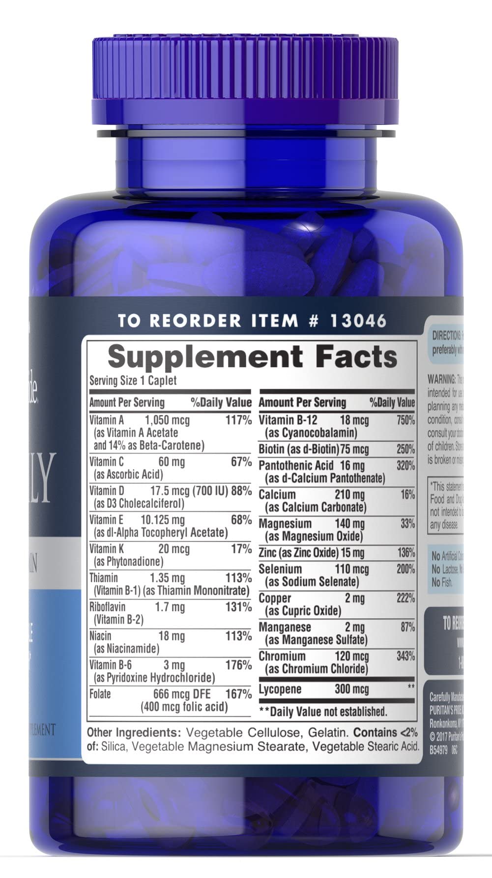 Foto 4 pulgar | Multivitamínico Puritan's Pride One Daily Para Hombre, 100 Cápsulas - Venta Internacional.
