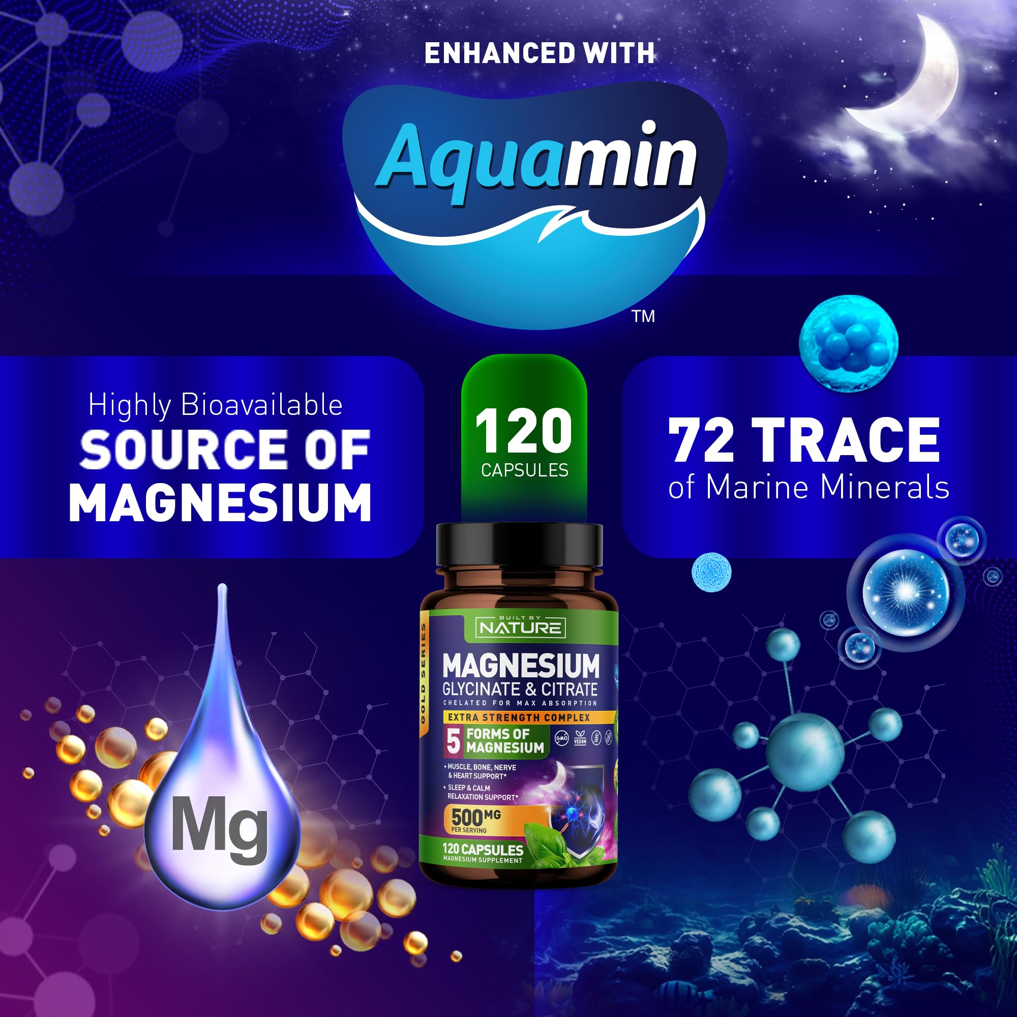 Foto 4 | Suplemento Built By Nature Magnesium Complex 500 Mg 120 Cápsulas - Venta Internacional.