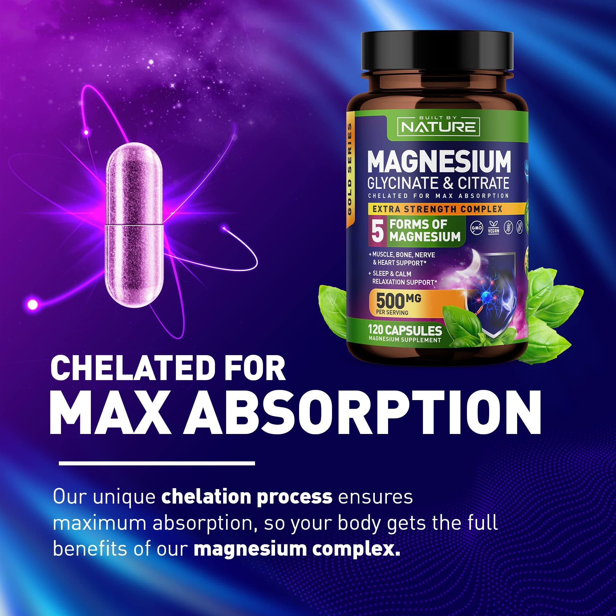 Foto 5 | Suplemento Built By Nature Magnesium Complex 500 Mg 120 Cápsulas - Venta Internacional.