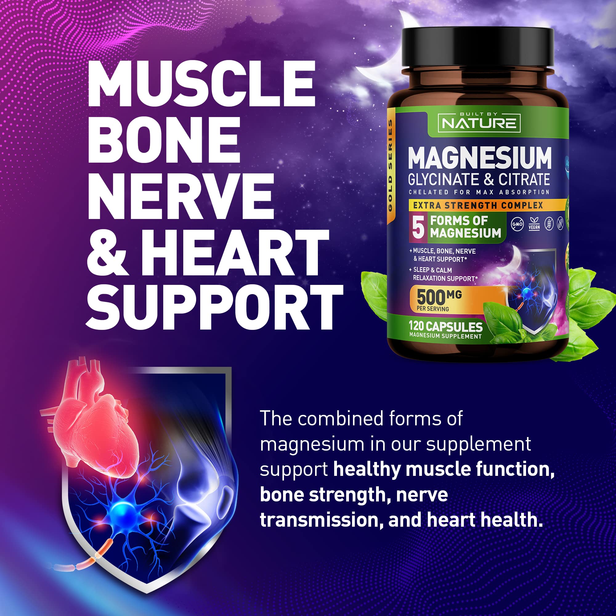 Foto 8 pulgar | Suplemento Built By Nature Magnesium Complex 500 Mg 120 Cápsulas - Venta Internacional.