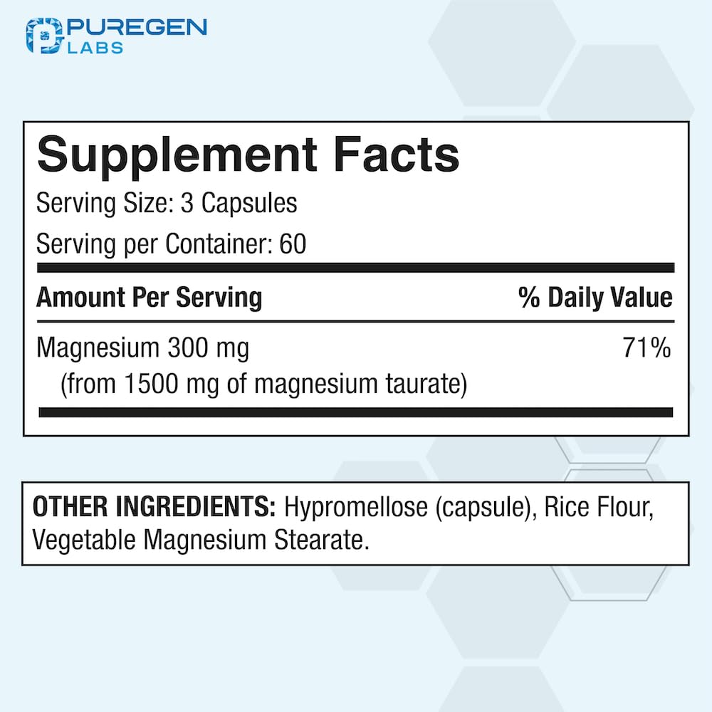 Foto 3 pulgar | Taurato De Magnesio Puregen Labs 1500 Mg Por Porción [alta Potencia De Magnesio Elemental] 180 Cápsu - Venta Intern