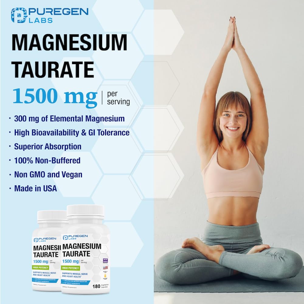 Foto 6 pulgar | Taurato De Magnesio Puregen Labs 1500 Mg Por Porción [alta Potencia De Magnesio Elemental] 180 Cápsu - Venta Intern