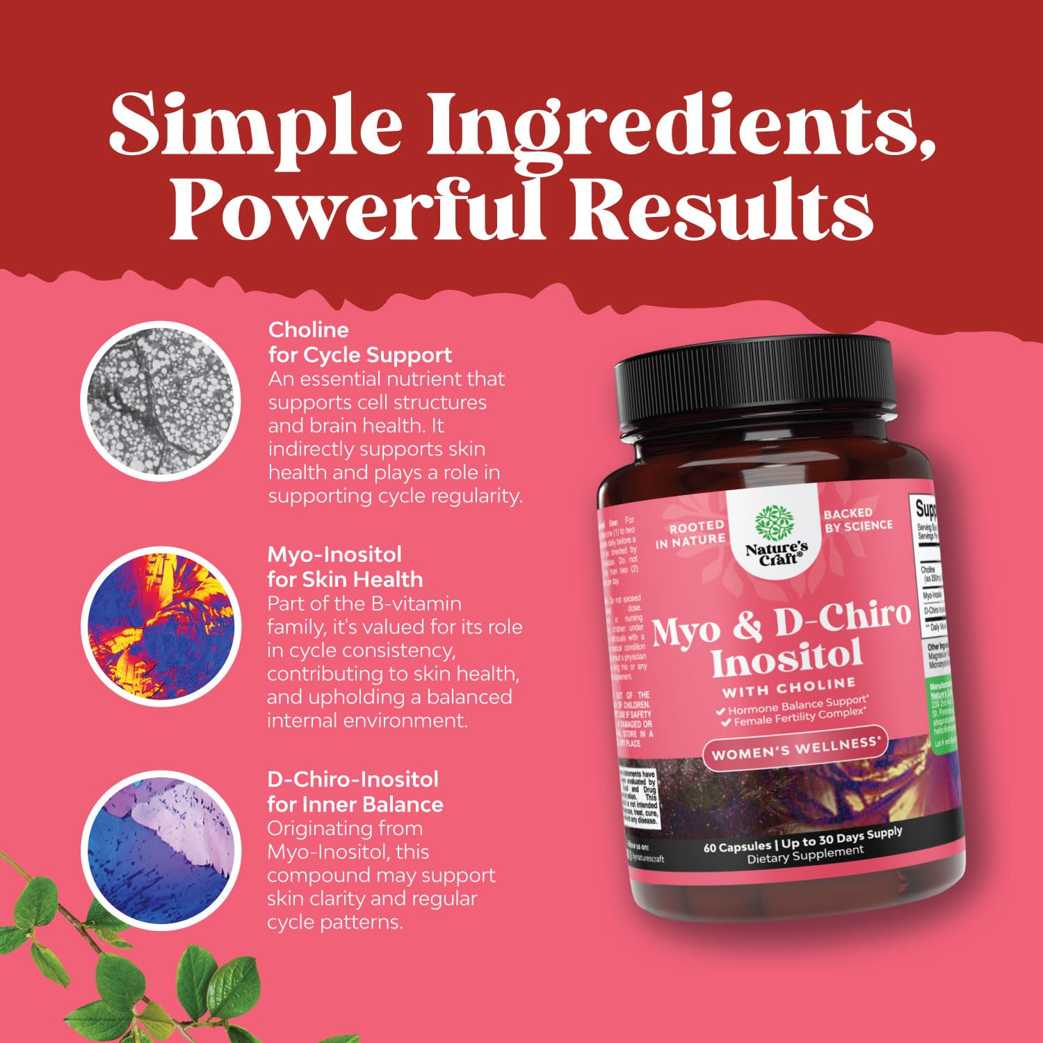 Foto 5 pulgar | Suplemento De Mioinositol Y D-quiroinositol De Natures Craft - Venta Internacional.