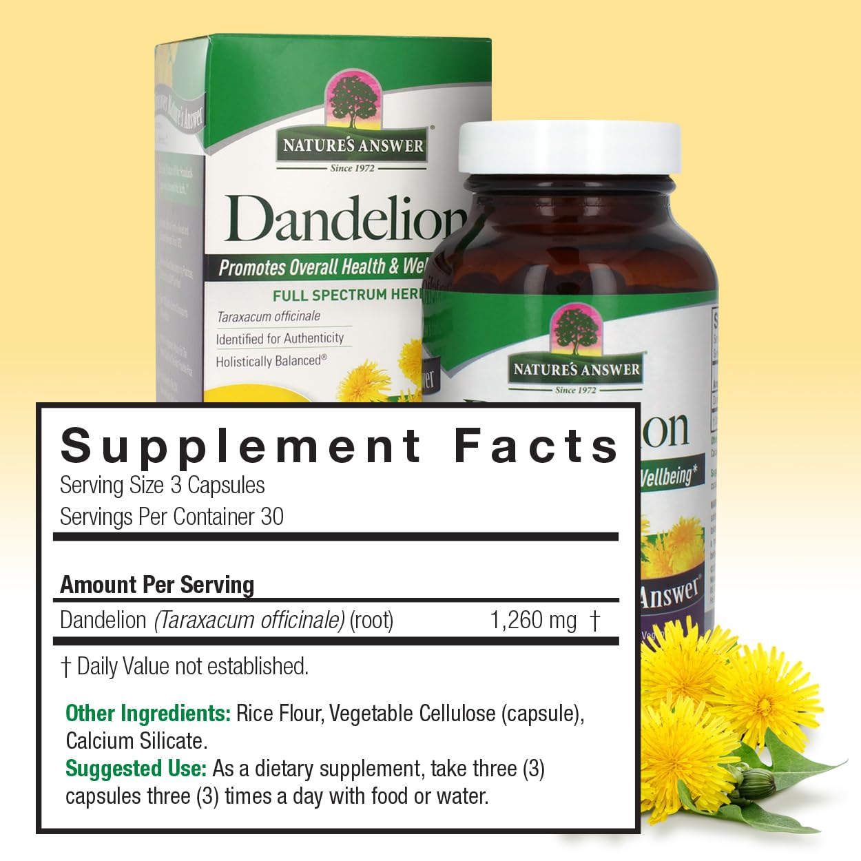 Foto 3 | Suplemento Nature's Answer De Raíz De Diente De León 1260 Mg 90 Cápsulas - Venta Internacional.