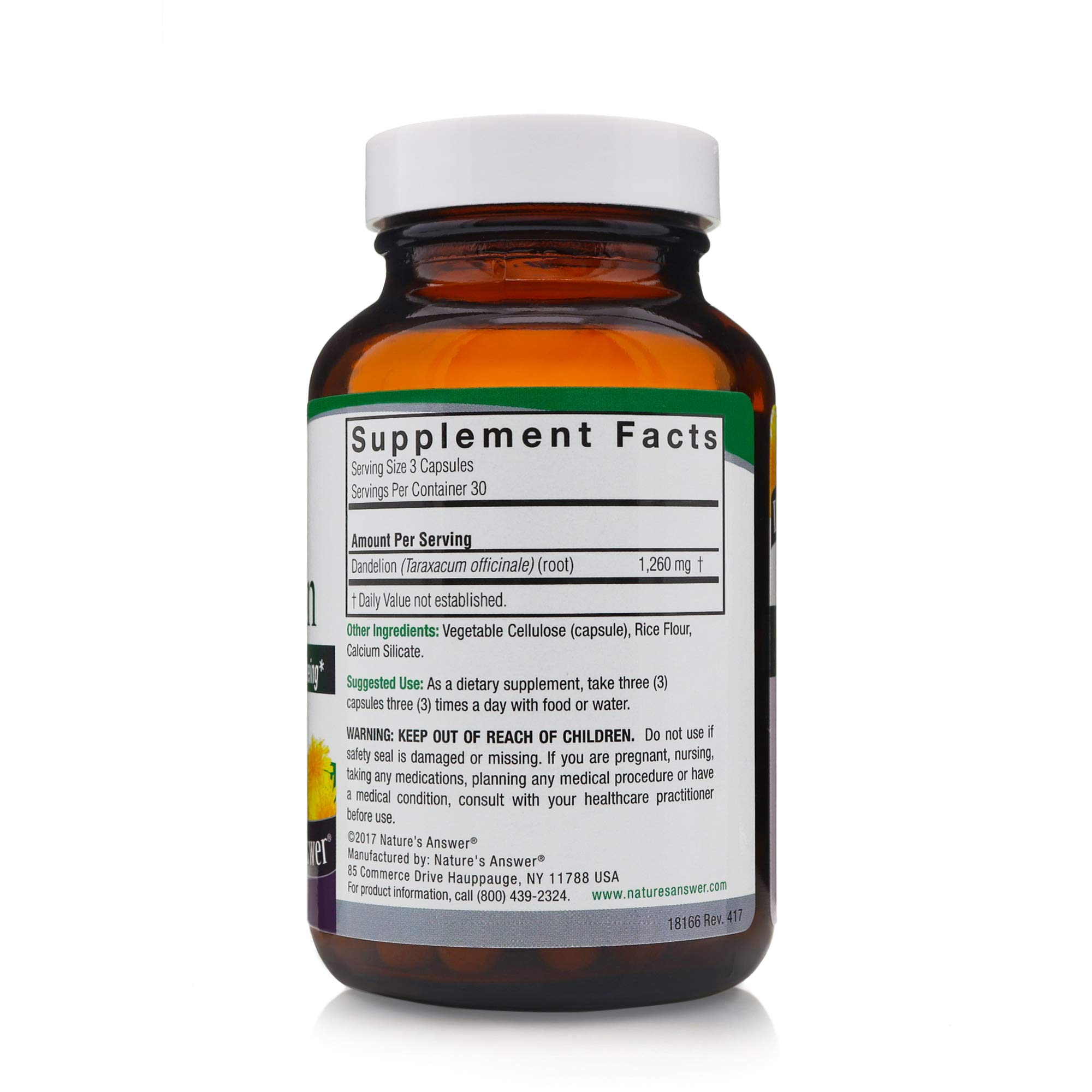 Foto 5 pulgar | Suplemento Nature's Answer De Raíz De Diente De León 1260 Mg 90 Cápsulas - Venta Internacional.