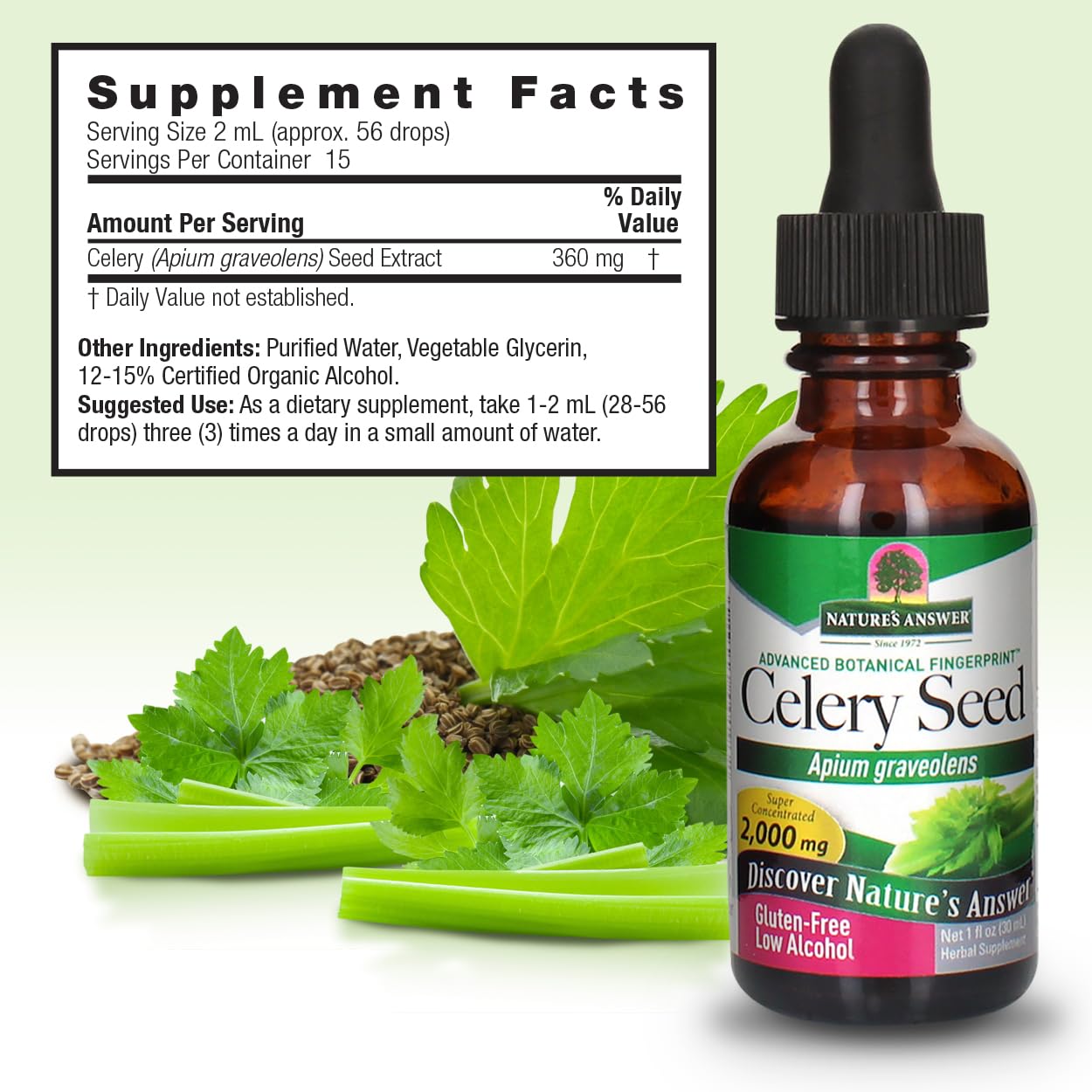Foto 4 | Suplemento De Extracto De Semillas De Apio De Nature's Answer, 60 Ml, 2000 Mg - Venta Internacional.