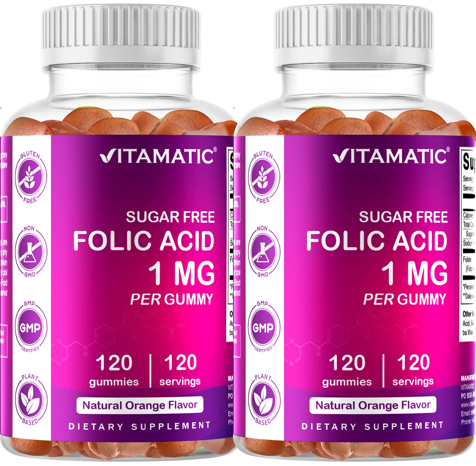 Foto 2 pulgar | Gomitas Prenatales Con Vitamina Y Ácido Fólico Vitamatic 1000 Mcg 120 - Venta Internacional.