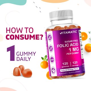 Foto 4 | Gomitas Prenatales Con Vitamina Y Ácido Fólico Vitamatic 1000 Mcg 120 - Venta Internacional.