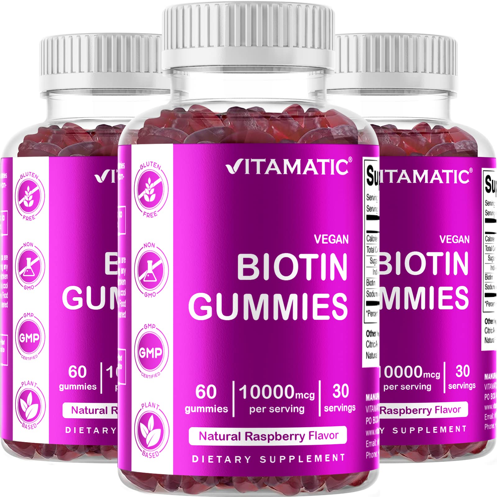 Foto 2 pulgar | Suplemento Vitamático En Gomitas De Biotina De 10,000 Mcg Para Cabello, 60 G - Venta Internacional.