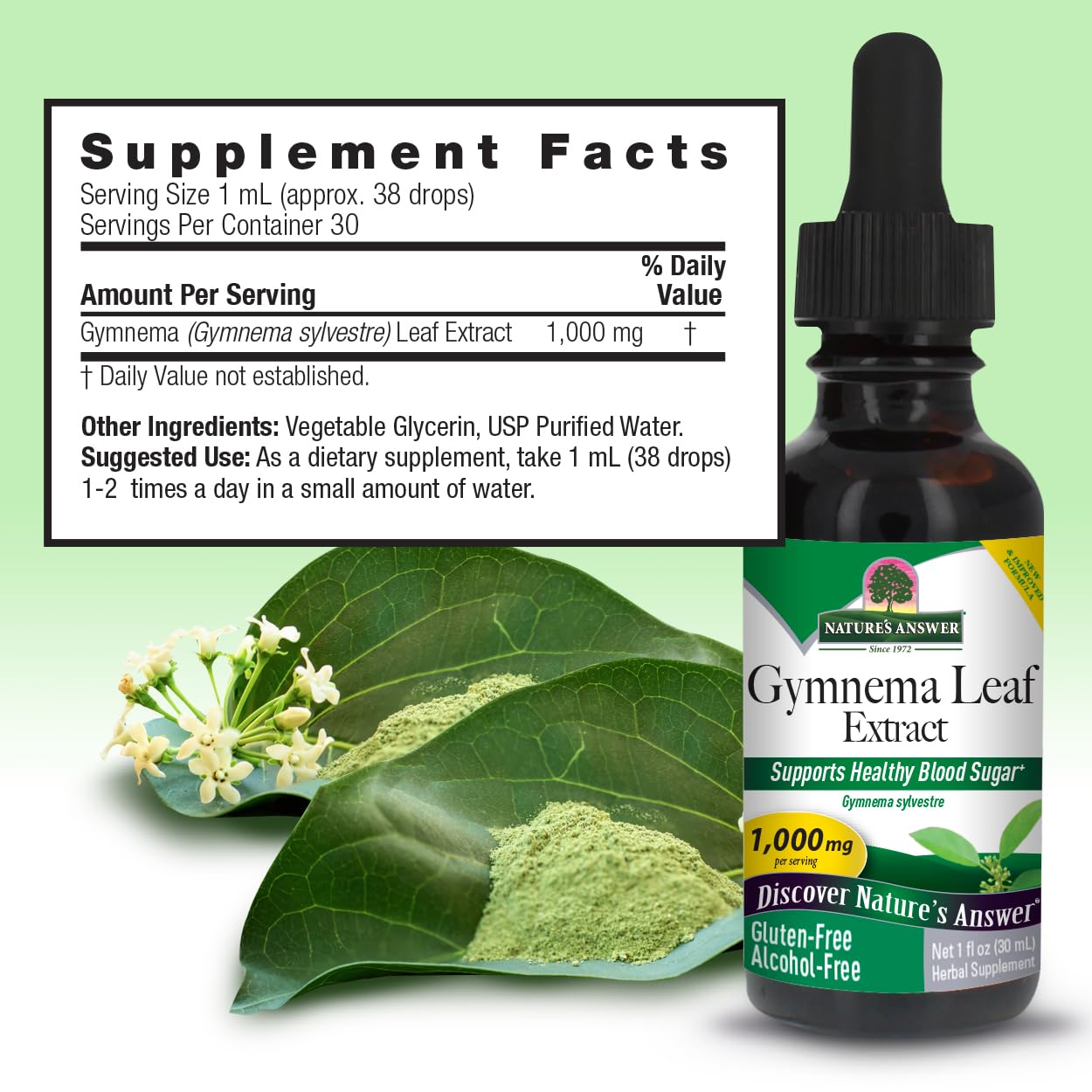 Foto 3 | Suplemento De Extracto De Hoja De Gymnema De Nature's Answer, 30 Ml - Venta Internacional.