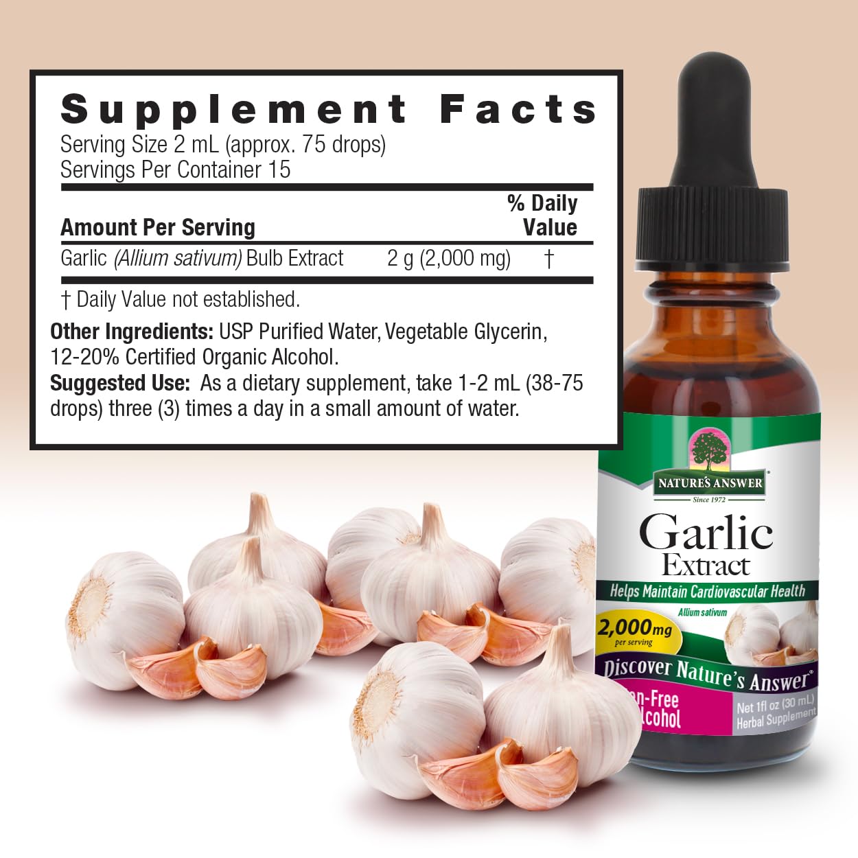 Foto 5 pulgar | Suplemento De Extracto De Ajo Nature's Answer 30 Ml - Venta Internacional.