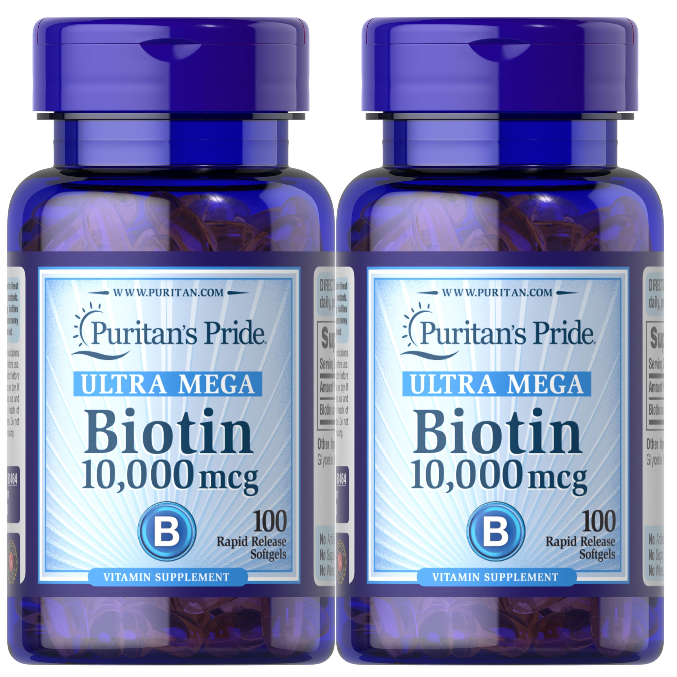 Foto 1 | Suplemento Dietético Puritan's Pride Ultra Mega Biotin 10,000 Mcg - Venta Internacional.